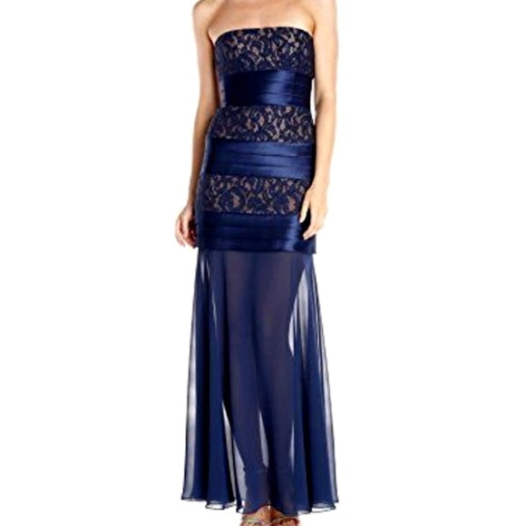 BCBGMaxAzria • Shadie Strapless Lace-Blocked Gown - Picture 2 of 8